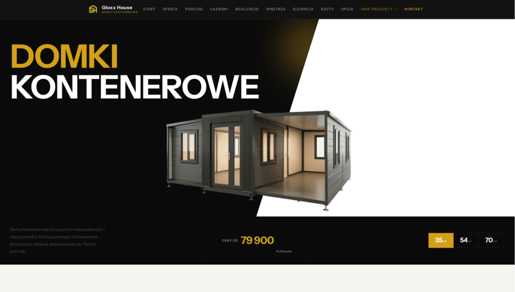 strona domków kontenerowych