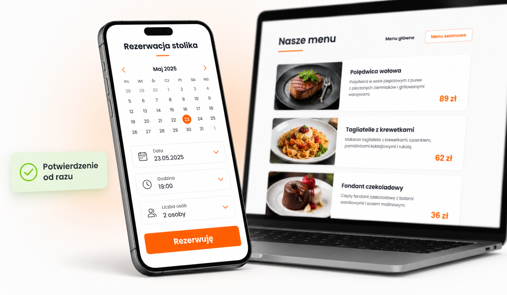 Rezerwacja stolika online na stronie restauracji: wybór daty, godziny i liczby osób z potwierdzeniem od razu